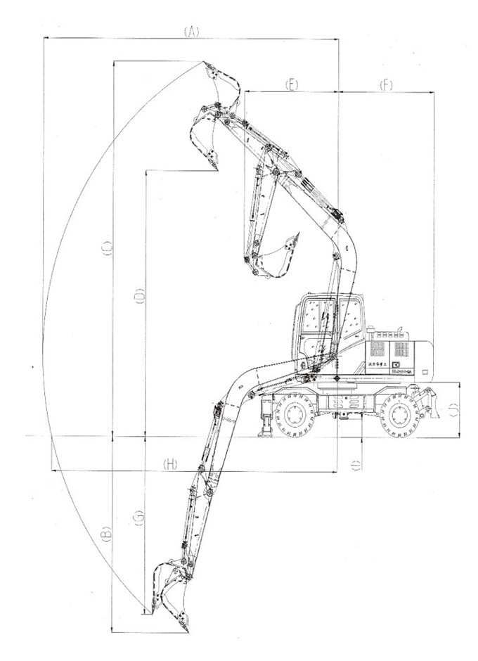 k8凯发国际DLS100-9A 9.7吨轮式液压挖掘机工作参数