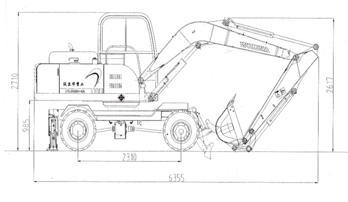 k8凯发国际DLS880-9A 7.2吨轮式液压挖掘机外形尺寸